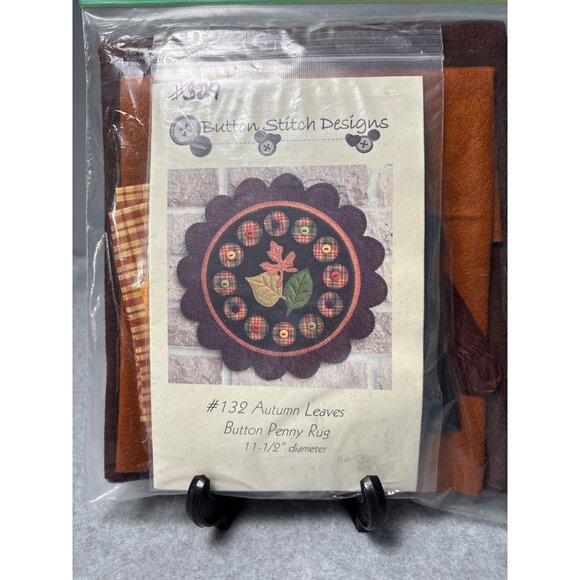 #132 Autumn Leaves Button Penny Rug Kit 11-1/2